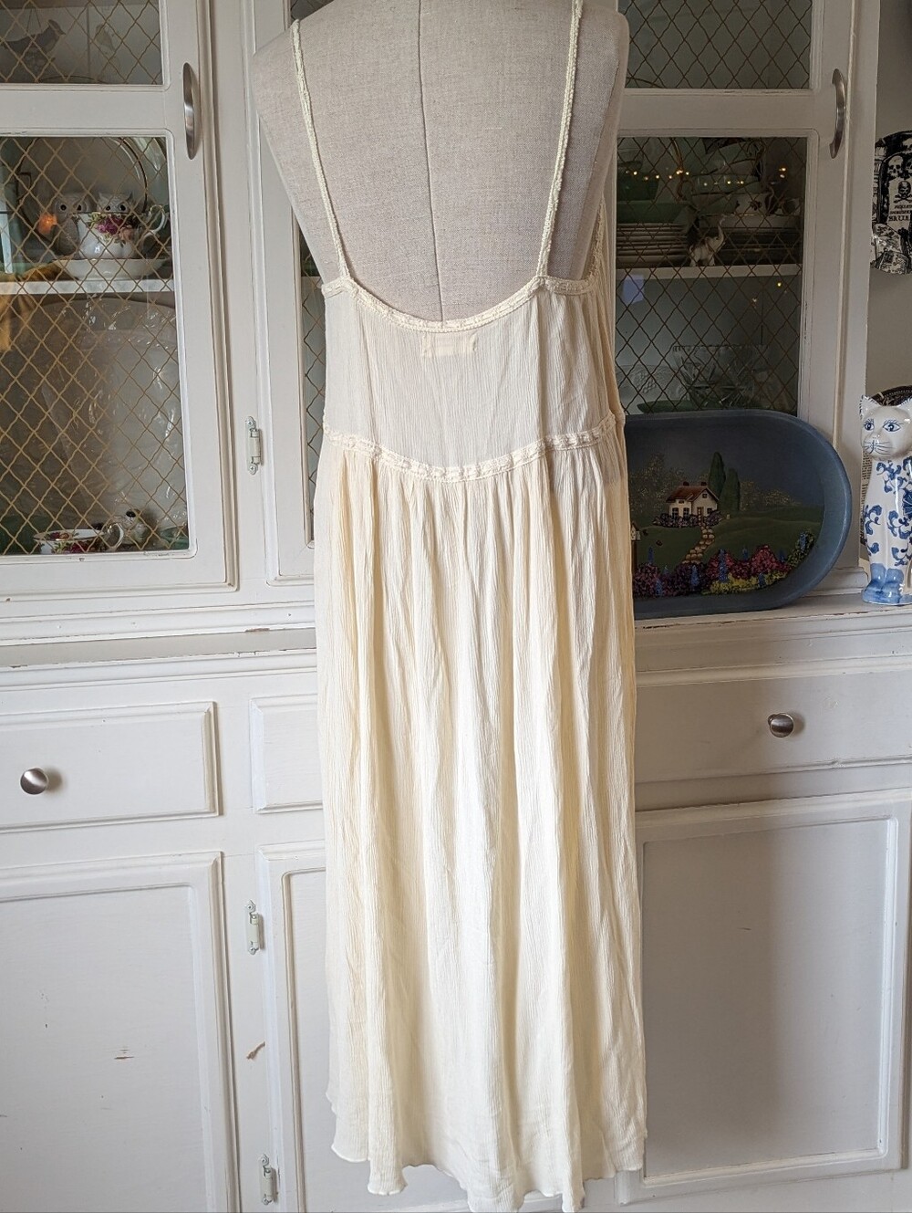 ⭐ UO Alina Embroidered Patchwork Quilted Star Cream Boho Embroidered Maxi Dress - Picture 12 of 16